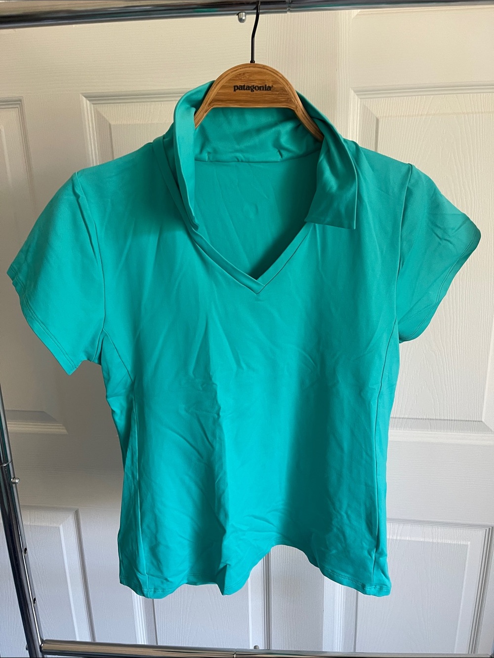 Dona Jo Teal V-neck Athletic Polo